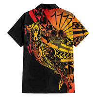 Gradient Marquesas Islands Family Matching Off Shoulder Maxi Dress and Hawaiian Shirt Marquesan Matatiki Hammerhead Shark Patutiki LT14 - Polynesian Pride