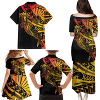 Gradient Marquesas Islands Family Matching Puletasi and Hawaiian Shirt Marquesan Matatiki Hammerhead Shark Patutiki LT14 - Polynesian Pride