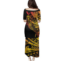 Gradient Marquesas Islands Family Matching Puletasi and Hawaiian Shirt Marquesan Matatiki Hammerhead Shark Patutiki LT14 - Polynesian Pride
