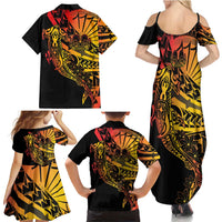 Gradient Marquesas Islands Family Matching Summer Maxi Dress and Hawaiian Shirt Marquesan Matatiki Hammerhead Shark Patutiki LT14 - Polynesian Pride