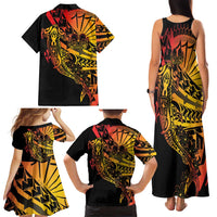 Gradient Marquesas Islands Family Matching Tank Maxi Dress and Hawaiian Shirt Marquesan Matatiki Hammerhead Shark Patutiki LT14 - Polynesian Pride