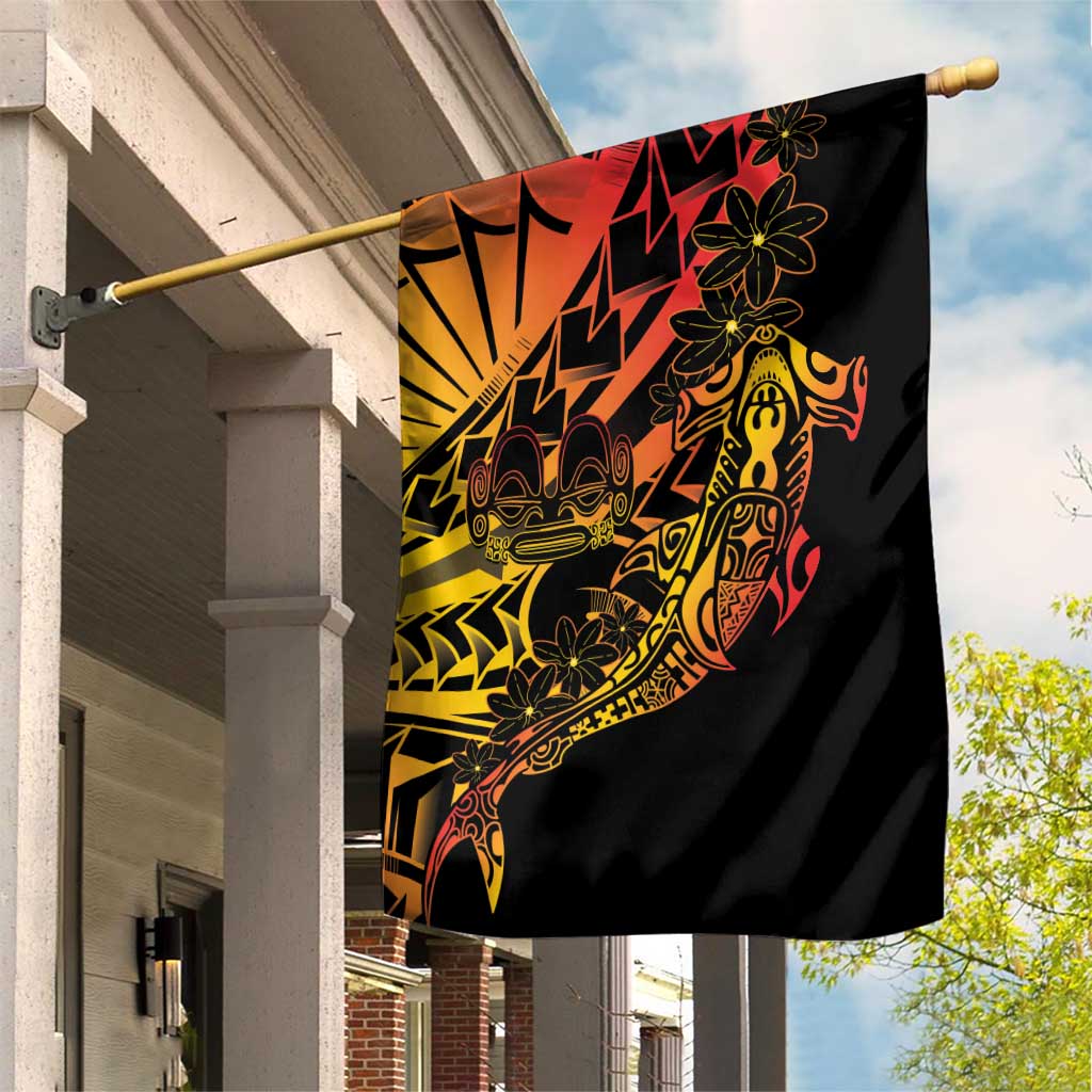 Gradient Marquesas Islands Garden Flag Marquesan Matatiki Hammerhead Shark Patutiki - Polynesian Pride