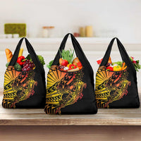 Gradient Marquesas Islands Grocery Bag Marquesan Matatiki Hammerhead Shark Patutiki LT14 3-pack One Size Yellow - Polynesian Pride