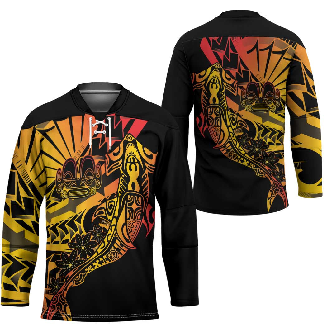 Gradient Marquesas Islands Hockey Jersey Marquesan Matatiki Hammerhead Shark Patutiki - Polynesian Pride