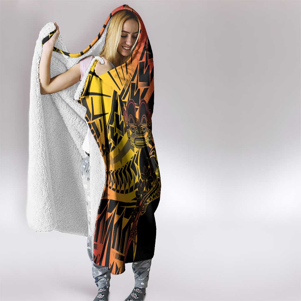 Gradient Marquesas Islands Hooded Blanket Marquesan Matatiki Hammerhead Shark Patutiki - Polynesian Pride