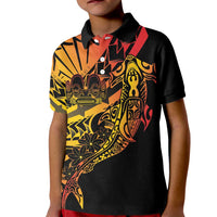 Gradient Marquesas Islands Kid Polo Shirt Marquesan Matatiki Hammerhead Shark Patutiki LT14 Kid Yellow - Polynesian Pride