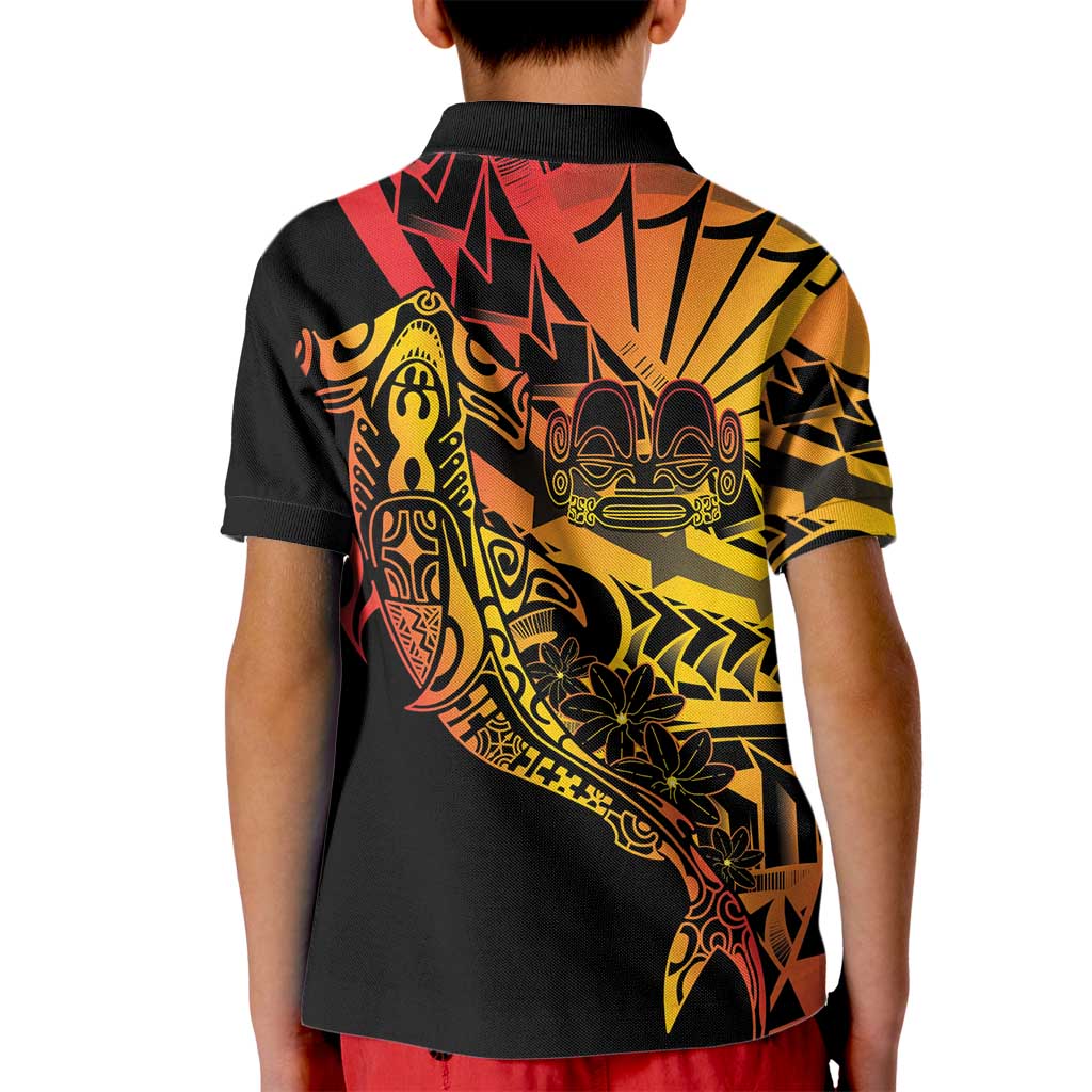 Gradient Marquesas Islands Kid Polo Shirt Marquesan Matatiki Hammerhead Shark Patutiki LT14 - Polynesian Pride