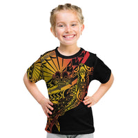 Gradient Marquesas Islands Kid T Shirt Marquesan Matatiki Hammerhead Shark Patutiki LT14 Yellow - Polynesian Pride
