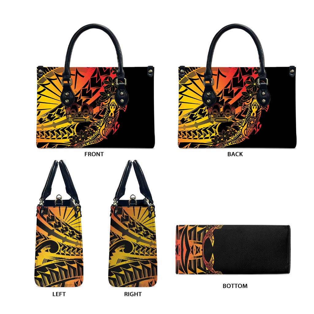 Gradient Marquesas Islands Leather Bag Marquesan Matatiki Hammerhead Shark Patutiki - Polynesian Pride