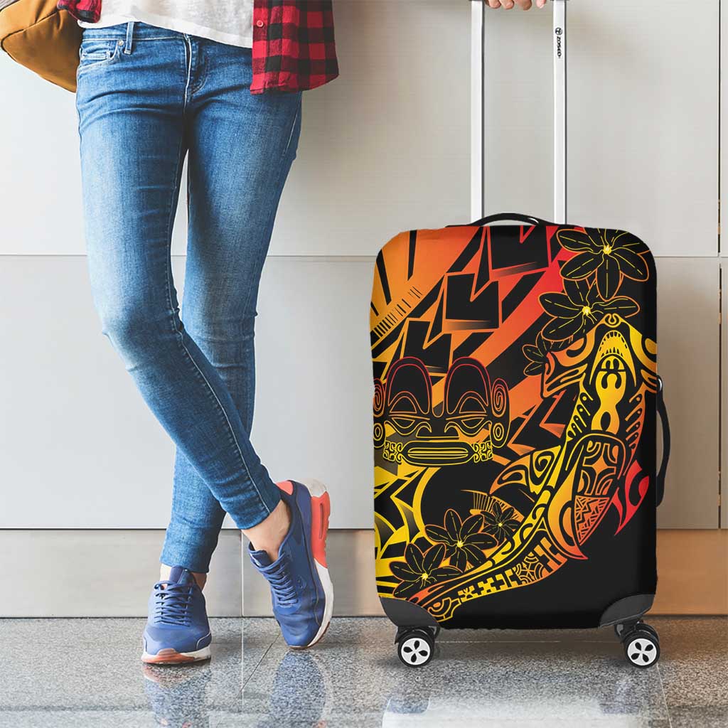 Gradient Marquesas Islands Luggage Cover Marquesan Matatiki Hammerhead Shark Patutiki - Polynesian Pride