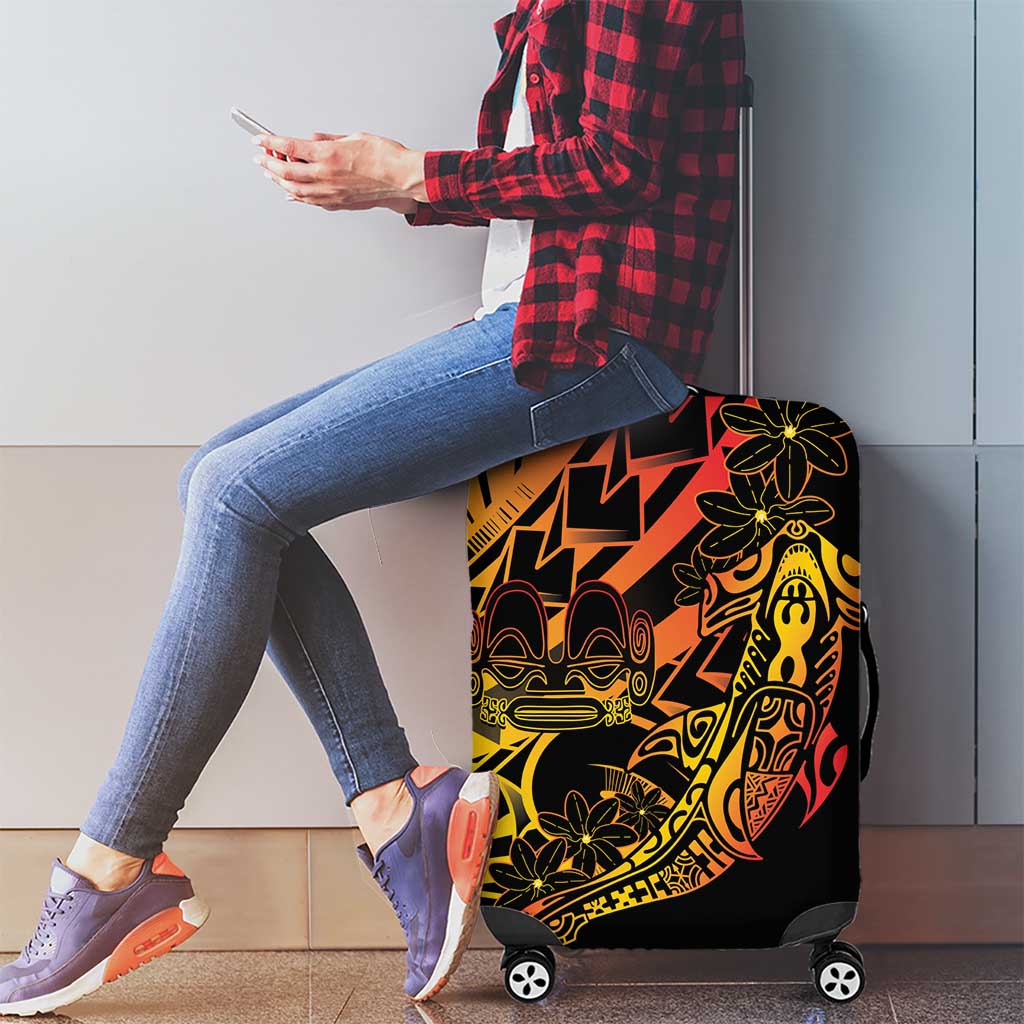 Gradient Marquesas Islands Luggage Cover Marquesan Matatiki Hammerhead Shark Patutiki - Polynesian Pride