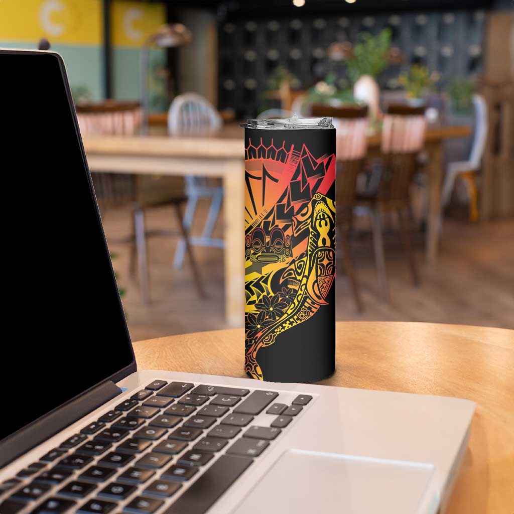 Gradient Marquesas Islands Skinny Tumbler Marquesan Matatiki Hammerhead Shark Patutiki - Polynesian Pride