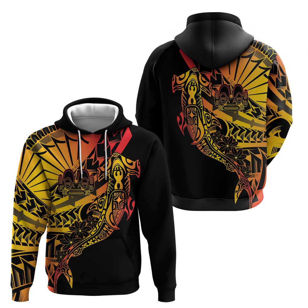 Gradient Marquesas Islands Zip Hoodie Marquesan Matatiki Hammerhead Shark Patutiki - Polynesian Pride
