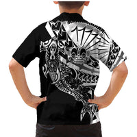 Black White Marquesas Islands Family Matching Mermaid Dress and Hawaiian Shirt Marquesan Matatiki Hammerhead Shark Patutiki LT14 - Polynesian Pride