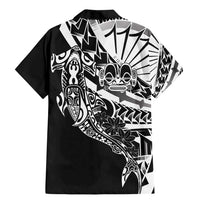 Black White Marquesas Islands Family Matching Mermaid Dress and Hawaiian Shirt Marquesan Matatiki Hammerhead Shark Patutiki LT14 - Polynesian Pride