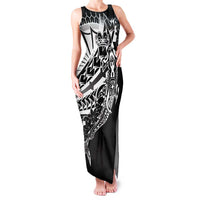 Black White Marquesas Islands Family Matching Tank Maxi Dress and Hawaiian Shirt Marquesan Matatiki Hammerhead Shark Patutiki LT14 Mom's Dress Black - Polynesian Pride