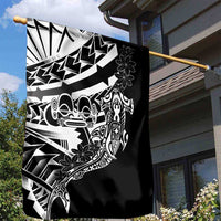 Black White Marquesas Islands Garden Flag Marquesan Matatiki Hammerhead Shark Patutiki LT14 - Polynesian Pride