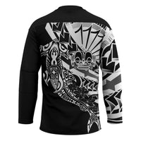 Black White Marquesas Islands Hockey Jersey Marquesan Matatiki Hammerhead Shark Patutiki - Polynesian Pride