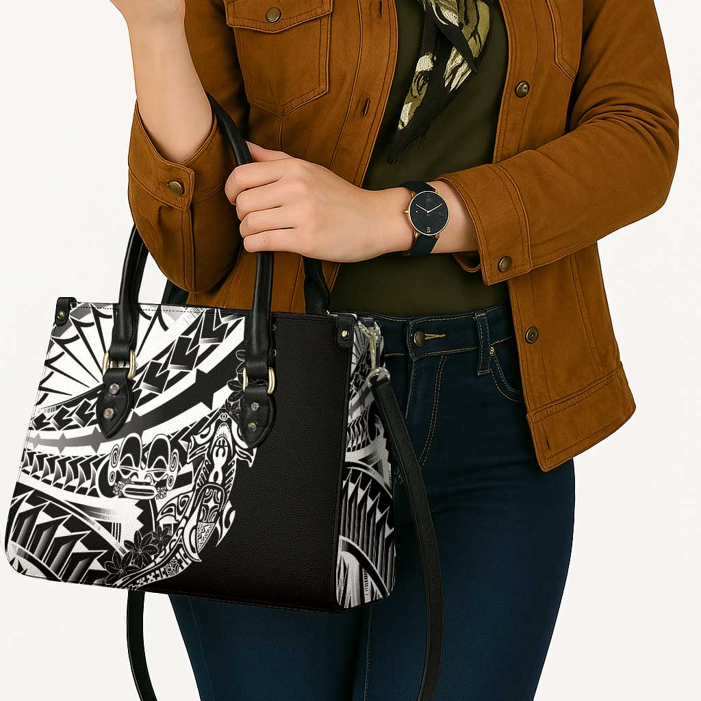 Black White Marquesas Islands Leather Bag Marquesan Matatiki Hammerhead Shark Patutiki - Polynesian Pride