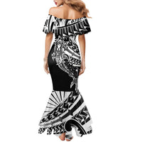 Black White Marquesas Islands Mermaid Dress Marquesan Matatiki Hammerhead Shark Patutiki LT14 - Polynesian Pride