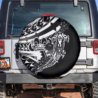 Black White Marquesas Islands Spare Tire Cover Marquesan Matatiki Hammerhead Shark Patutiki LT14 Black - Polynesian Pride