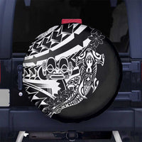 Black White Marquesas Islands Spare Tire Cover Marquesan Matatiki Hammerhead Shark Patutiki LT14 No hole Black - Polynesian Pride