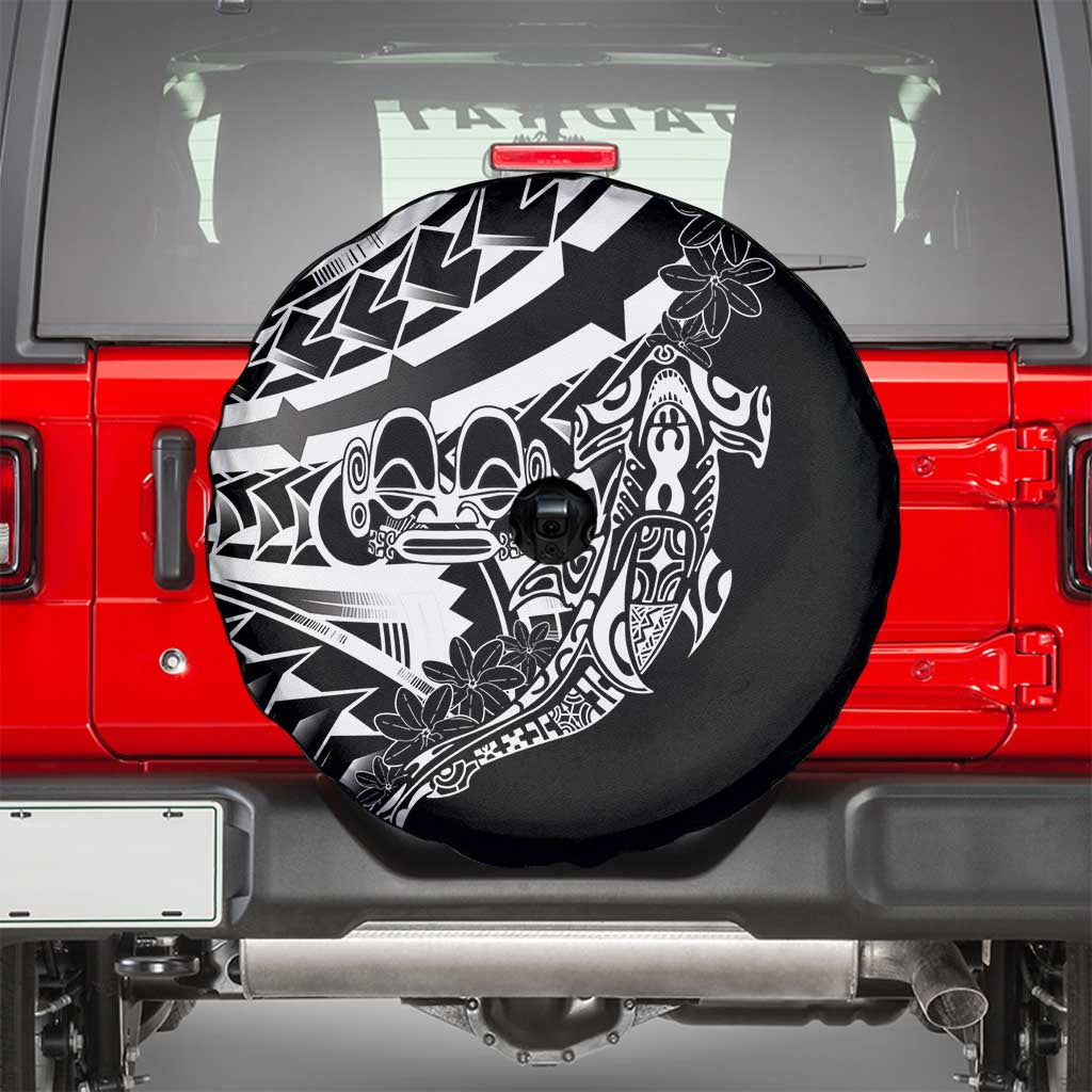 Black White Marquesas Islands Spare Tire Cover Marquesan Matatiki Hammerhead Shark Patutiki LT14 - Polynesian Pride
