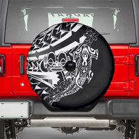 Black White Marquesas Islands Spare Tire Cover Marquesan Matatiki Hammerhead Shark Patutiki LT14 - Polynesian Pride