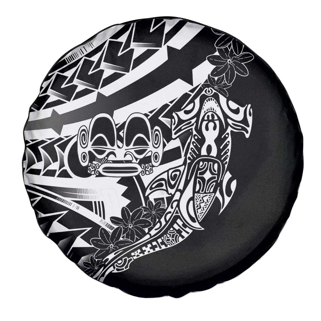 Black White Marquesas Islands Spare Tire Cover Marquesan Matatiki Hammerhead Shark Patutiki LT14 - Polynesian Pride