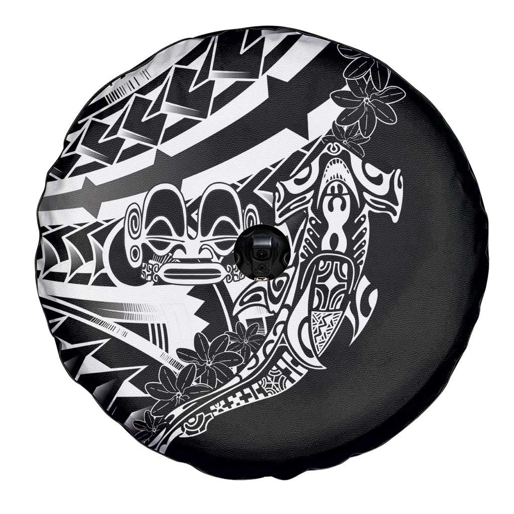 Black White Marquesas Islands Spare Tire Cover Marquesan Matatiki Hammerhead Shark Patutiki LT14 - Polynesian Pride