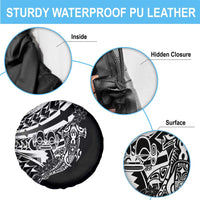 Black White Marquesas Islands Spare Tire Cover Marquesan Matatiki Hammerhead Shark Patutiki LT14 - Polynesian Pride