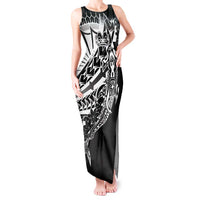 Black White Marquesas Islands Tank Maxi Dress Marquesan Matatiki Hammerhead Shark Patutiki LT14 Women Black - Polynesian Pride