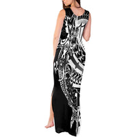 Black White Marquesas Islands Tank Maxi Dress Marquesan Matatiki Hammerhead Shark Patutiki LT14 - Polynesian Pride