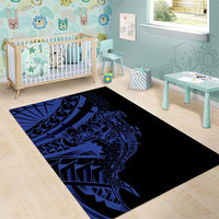 Blue Marquesas Islands Area Rug Marquesan Matatiki Hammerhead Shark Patutiki - Polynesian Pride