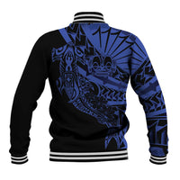 Blue Marquesas Islands Baseball Jacket Marquesan Matatiki Hammerhead Shark Patutiki - Polynesian Pride