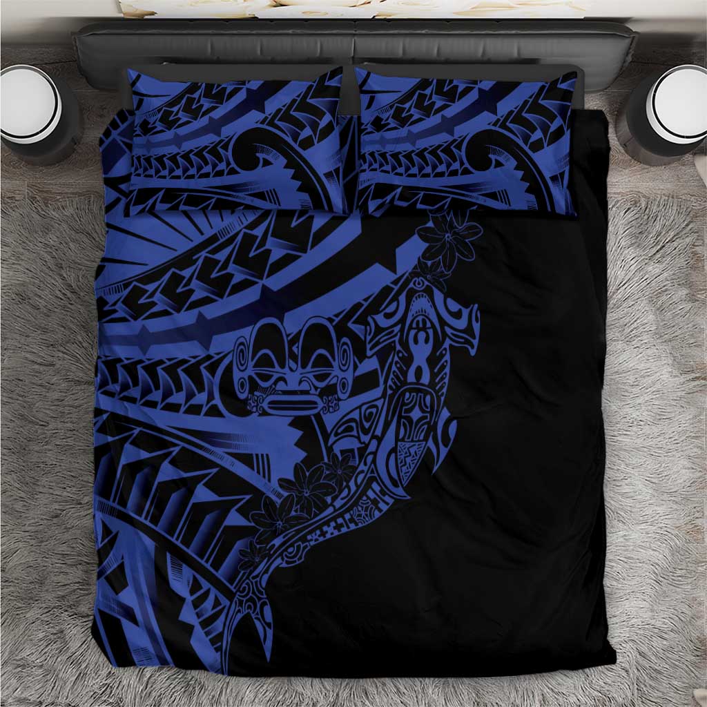 Blue Marquesas Islands Bedding Set Marquesan Matatiki Hammerhead Shark Patutiki LT14 Blue - Polynesian Pride