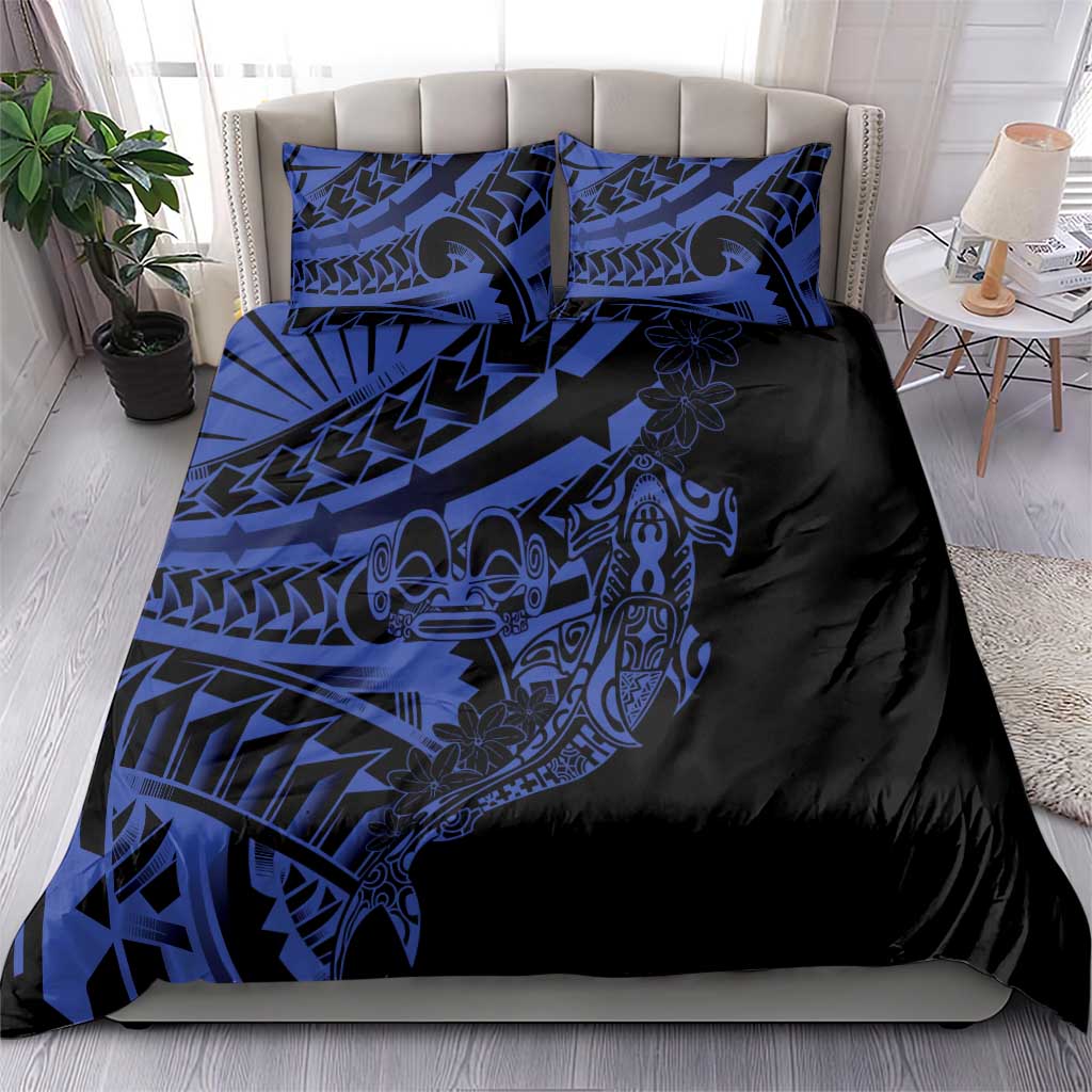 Blue Marquesas Islands Bedding Set Marquesan Matatiki Hammerhead Shark Patutiki LT14 - Polynesian Pride