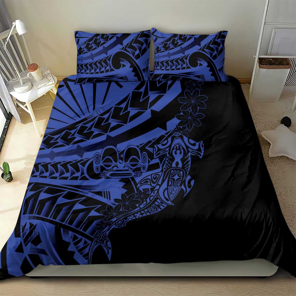 Blue Marquesas Islands Bedding Set Marquesan Matatiki Hammerhead Shark Patutiki LT14 - Polynesian Pride