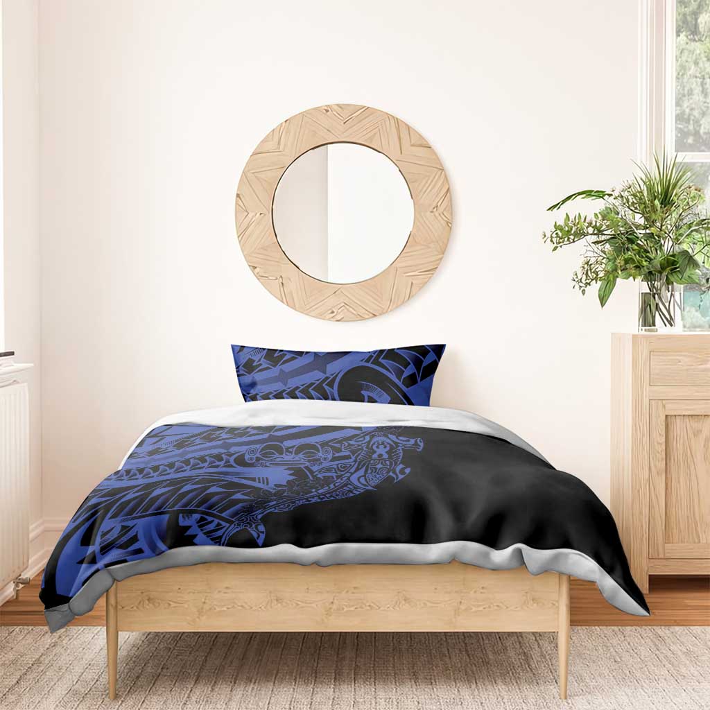 Blue Marquesas Islands Bedding Set Marquesan Matatiki Hammerhead Shark Patutiki LT14 - Polynesian Pride