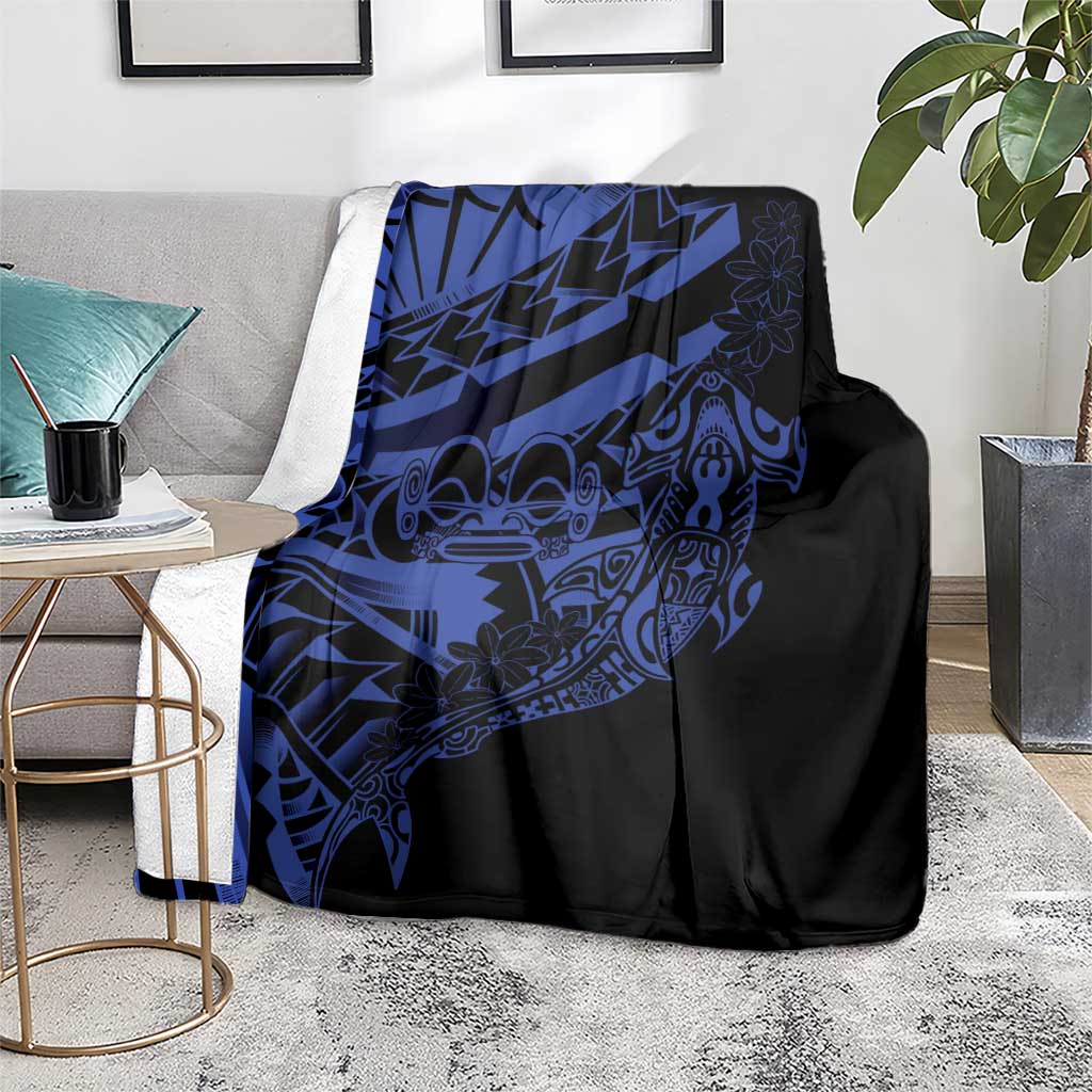 Blue Marquesas Islands Blanket Marquesan Matatiki Hammerhead Shark Patutiki LT14 - Polynesian Pride