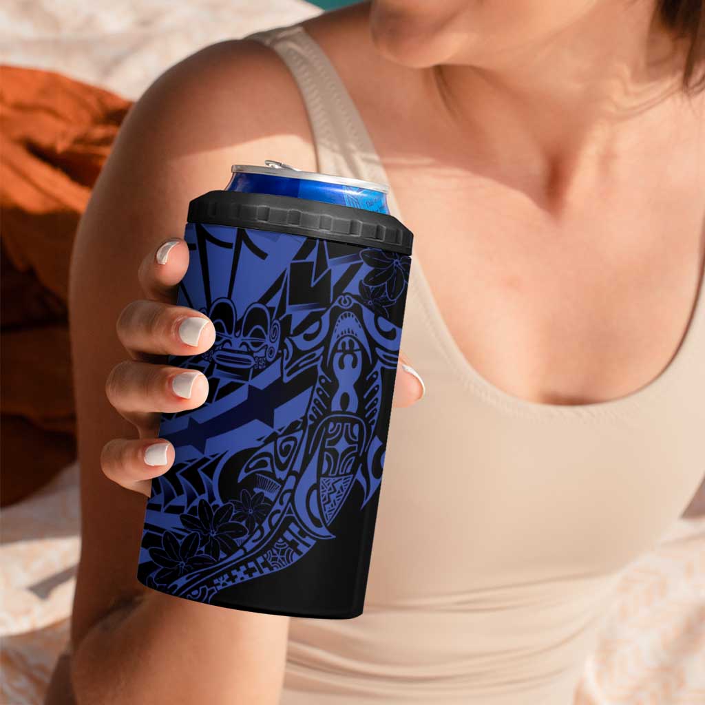 Blue Marquesas Islands 4 in 1 Can Cooler Tumbler Marquesan Matatiki Hammerhead Shark Patutiki - Polynesian Pride