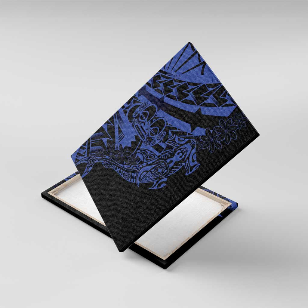 Blue Marquesas Islands Canvas Wall Art Marquesan Matatiki Hammerhead Shark Patutiki - Polynesian Pride