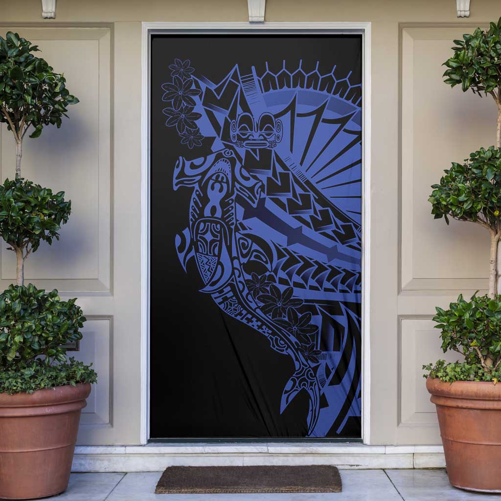 Blue Marquesas Islands Door Cover Marquesan Matatiki Hammerhead Shark Patutiki LT14 Blue - Polynesian Pride