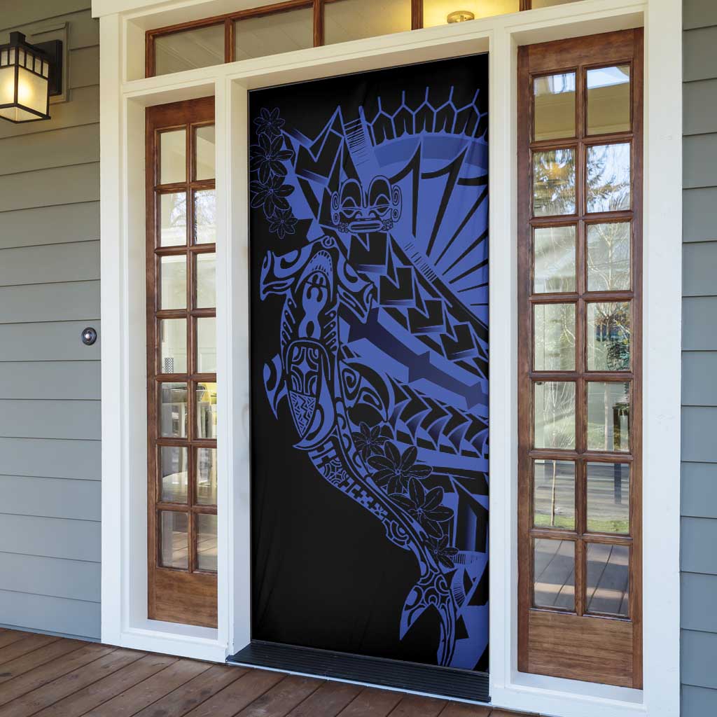 Blue Marquesas Islands Door Cover Marquesan Matatiki Hammerhead Shark Patutiki LT14 - Polynesian Pride