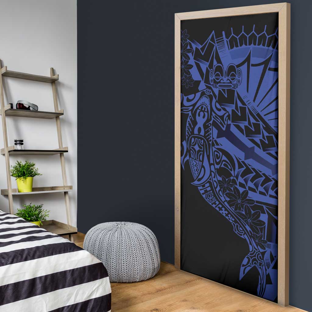 Blue Marquesas Islands Door Cover Marquesan Matatiki Hammerhead Shark Patutiki LT14 - Polynesian Pride