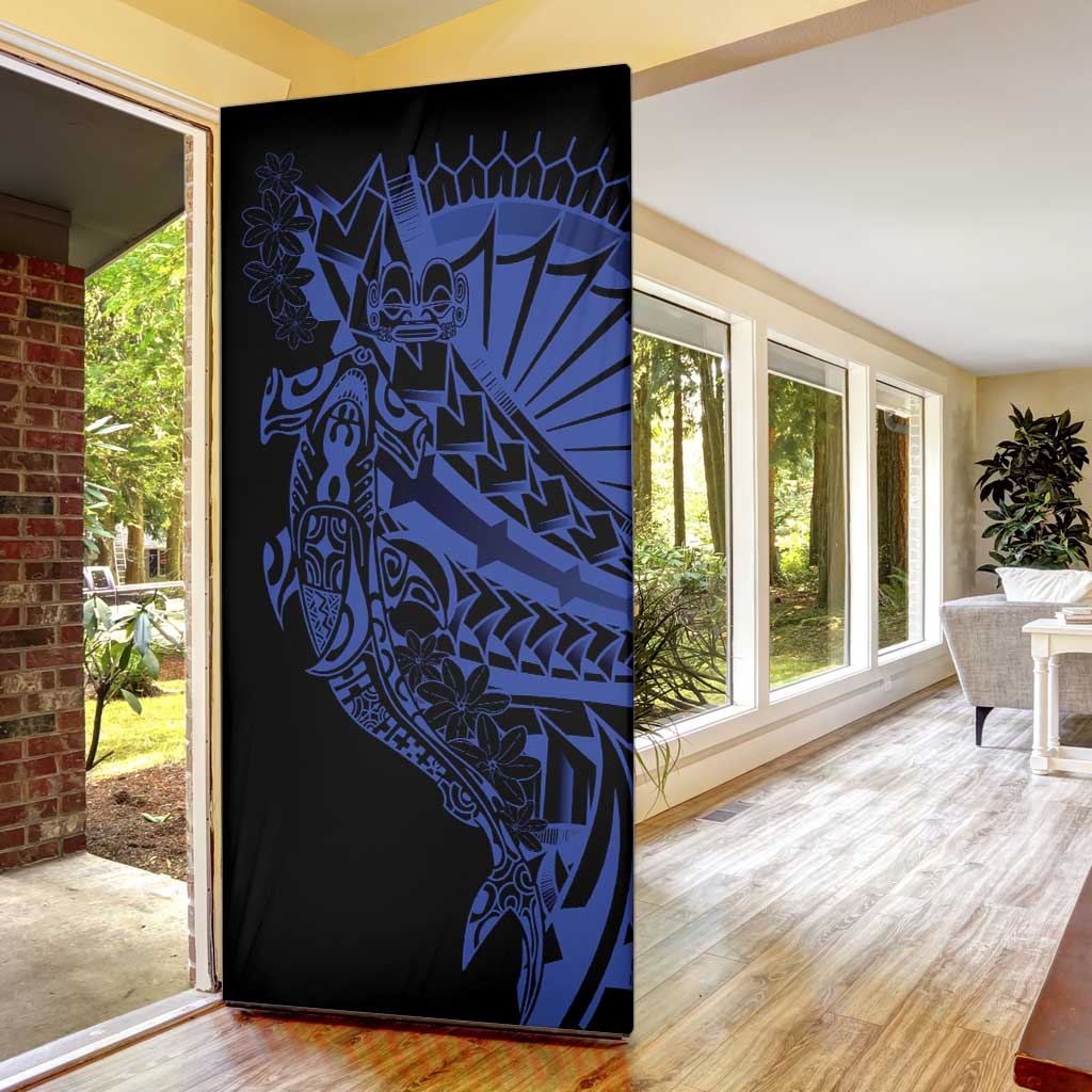 Blue Marquesas Islands Door Cover Marquesan Matatiki Hammerhead Shark Patutiki LT14 - Polynesian Pride