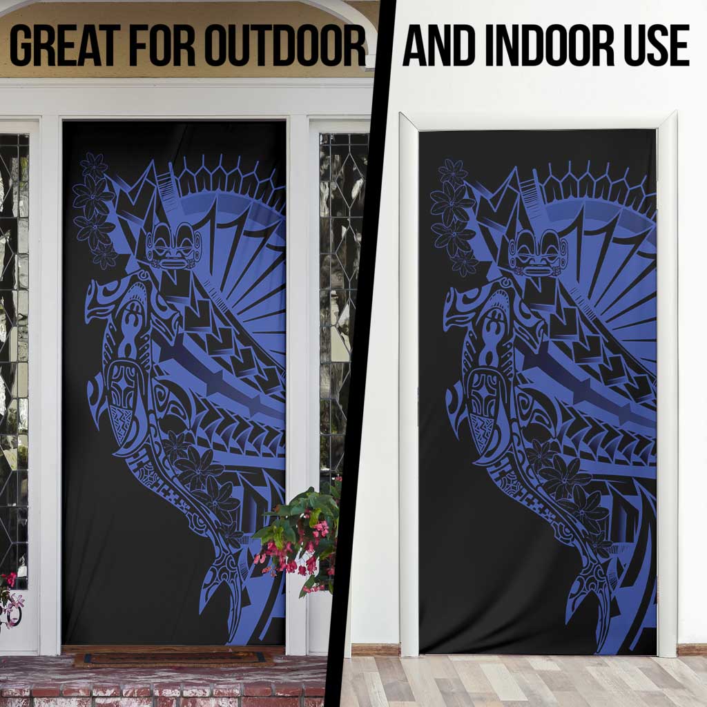 Blue Marquesas Islands Door Cover Marquesan Matatiki Hammerhead Shark Patutiki LT14 - Polynesian Pride