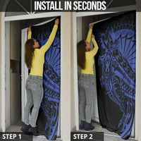 Blue Marquesas Islands Door Cover Marquesan Matatiki Hammerhead Shark Patutiki LT14 - Polynesian Pride