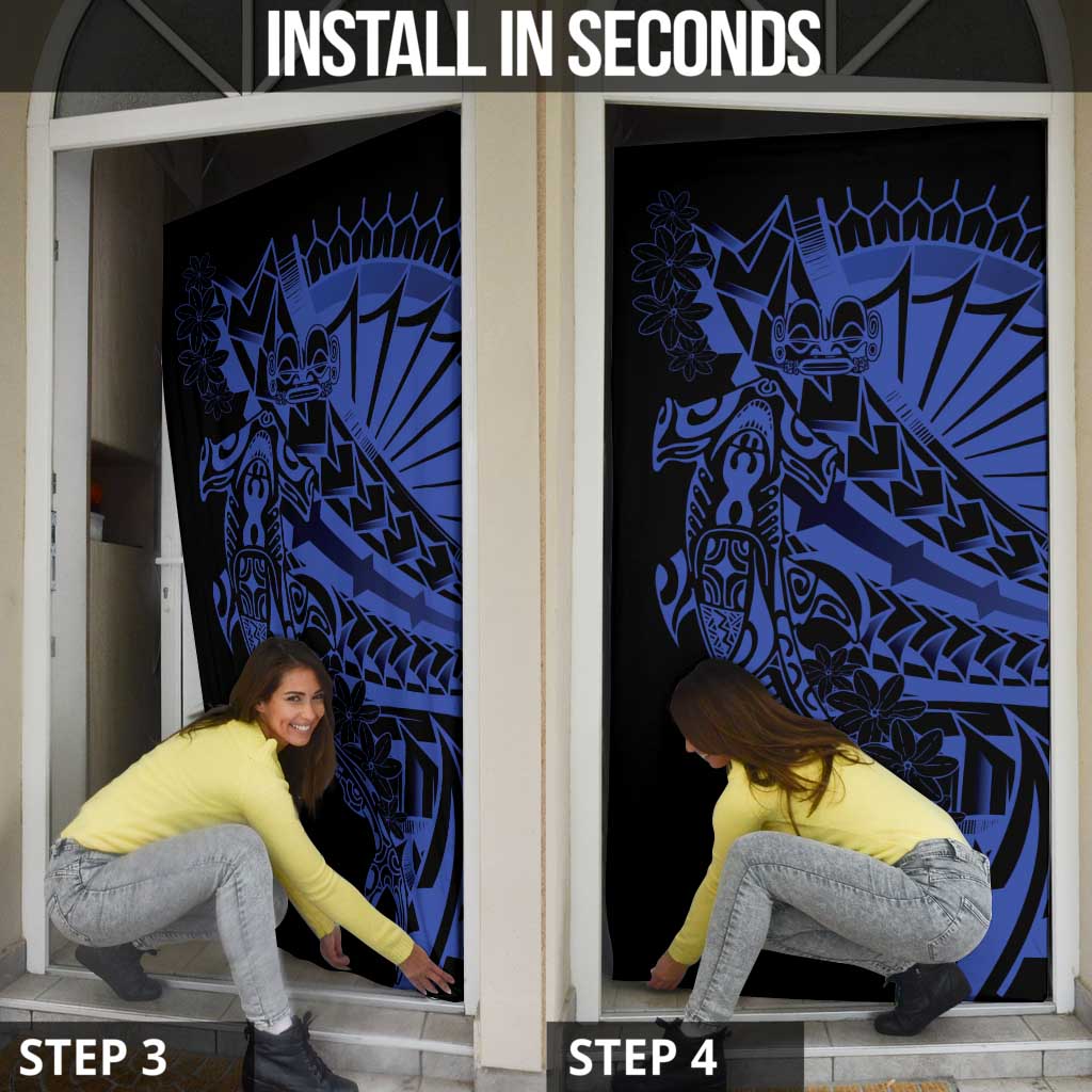 Blue Marquesas Islands Door Cover Marquesan Matatiki Hammerhead Shark Patutiki LT14 - Polynesian Pride