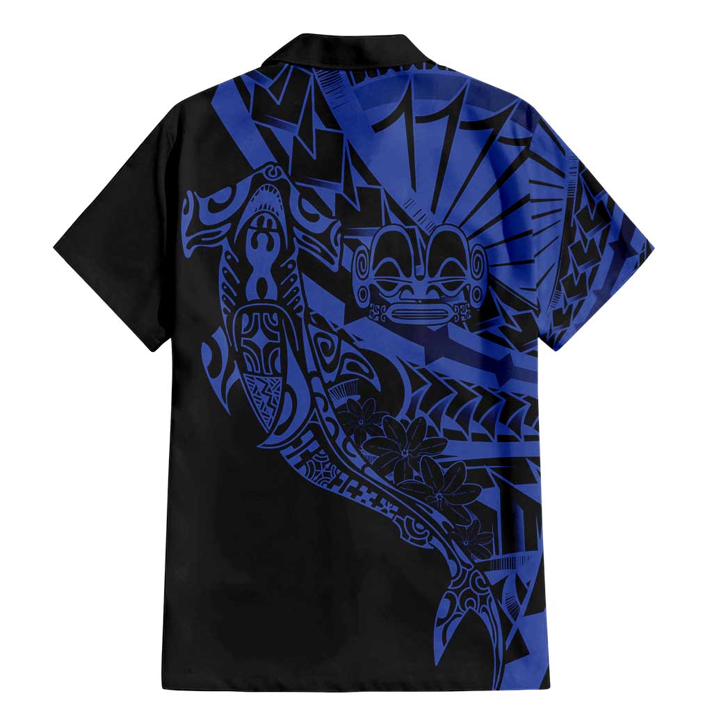 Blue Marquesas Islands Family Matching Mermaid Dress and Hawaiian Shirt Marquesan Matatiki Hammerhead Shark Patutiki LT14 - Polynesian Pride